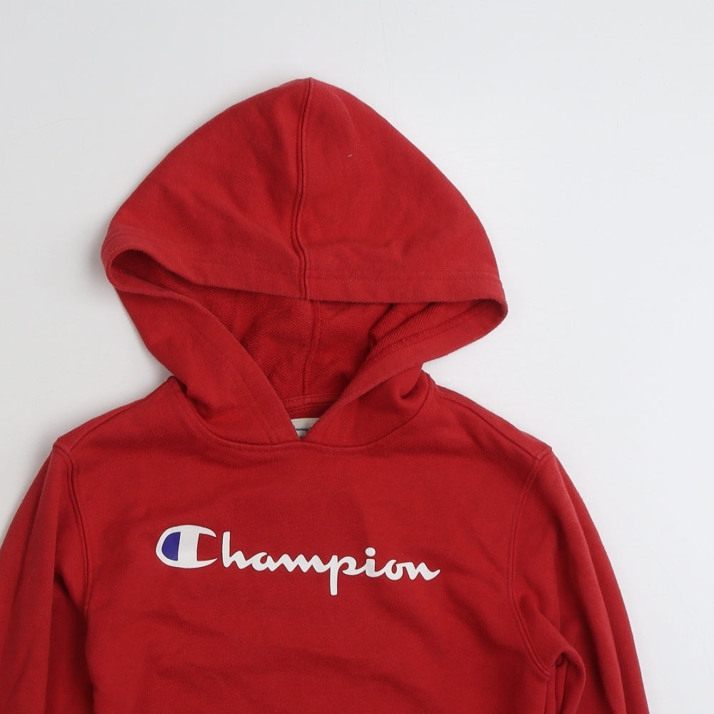 Champion Girls Red  Cotton Pullover Hoodie Size 10-11 Years  Pullover