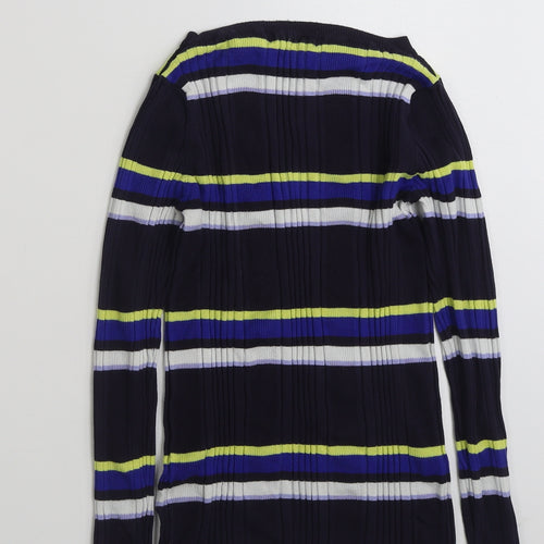 Marks and Spencer Womens Multicoloured Crew Neck Striped Viscose Pullover Jumper Size 12