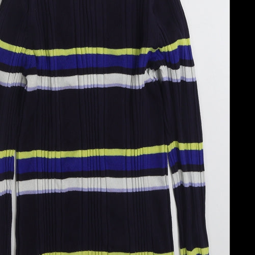 Marks and Spencer Womens Multicoloured Crew Neck Striped Viscose Pullover Jumper Size 12