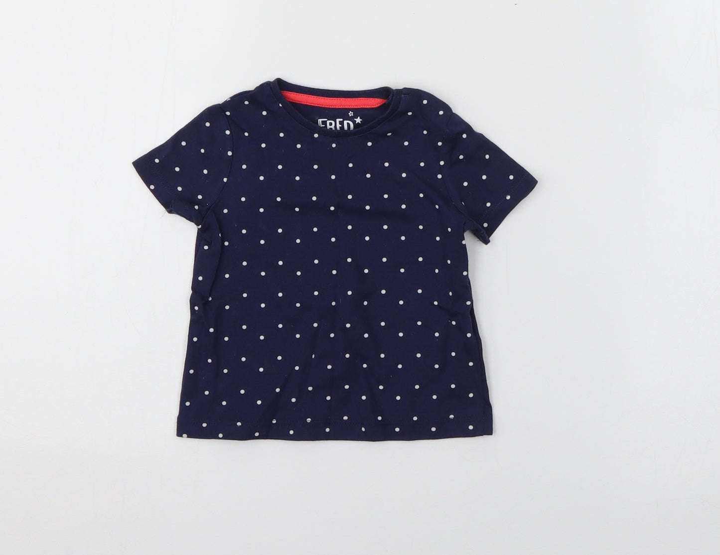 Fred & Flo Baby Blue Polka Dot Cotton Pullover T-Shirt Size 0-3 Months Crew Neck Snap