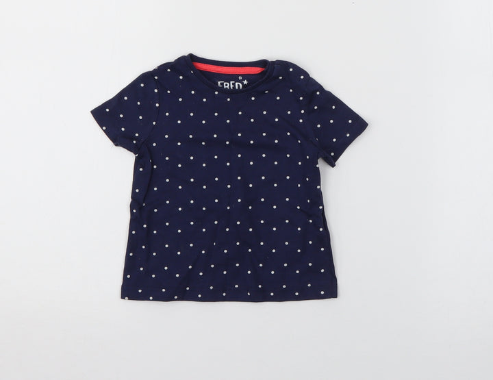 Fred & Flo Baby Blue Polka Dot Cotton Pullover T-Shirt Size 0-3 Months Crew Neck Snap