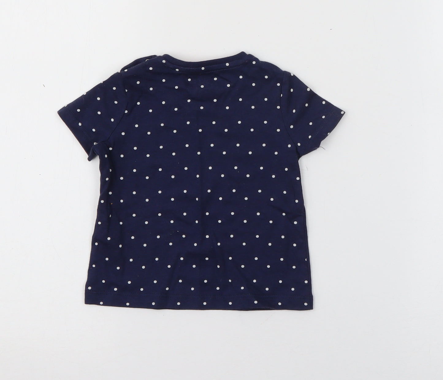 Fred & Flo Baby Blue Polka Dot Cotton Pullover T-Shirt Size 0-3 Months Crew Neck Snap