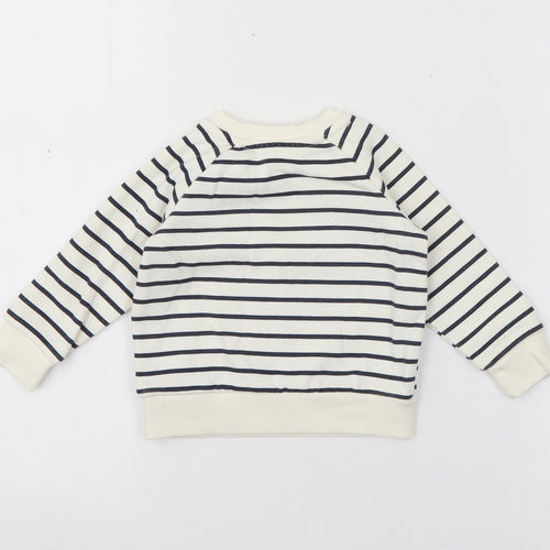Primark Baby Ivory Striped Cotton Pullover Jumper Size 3-6 Months  Snap