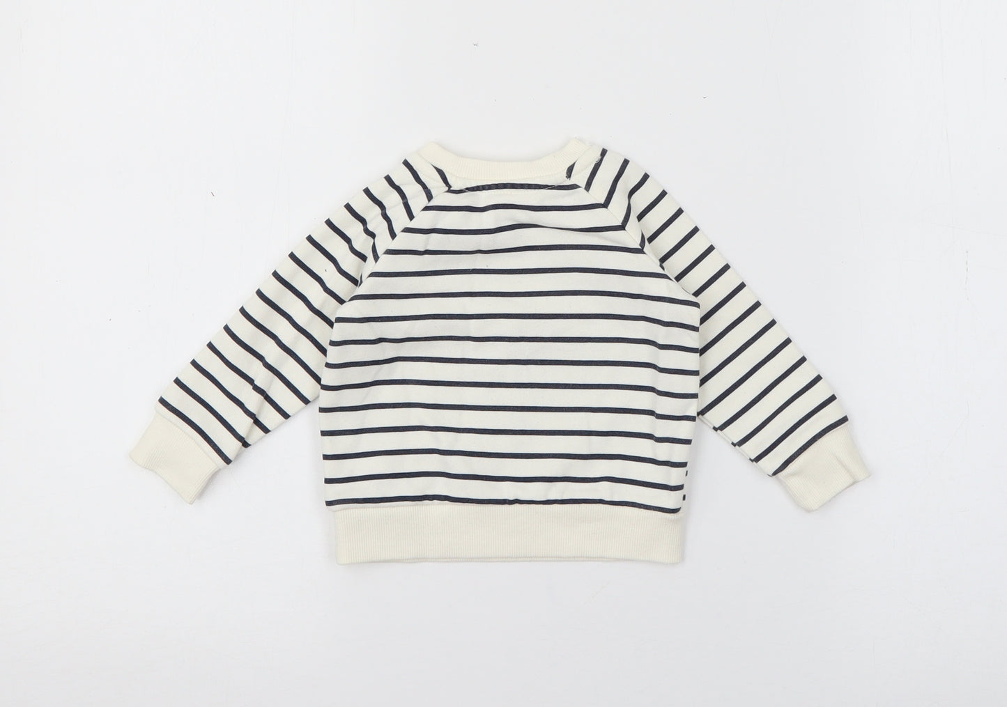 Primark Baby Ivory Striped Cotton Pullover Jumper Size 3-6 Months  Snap
