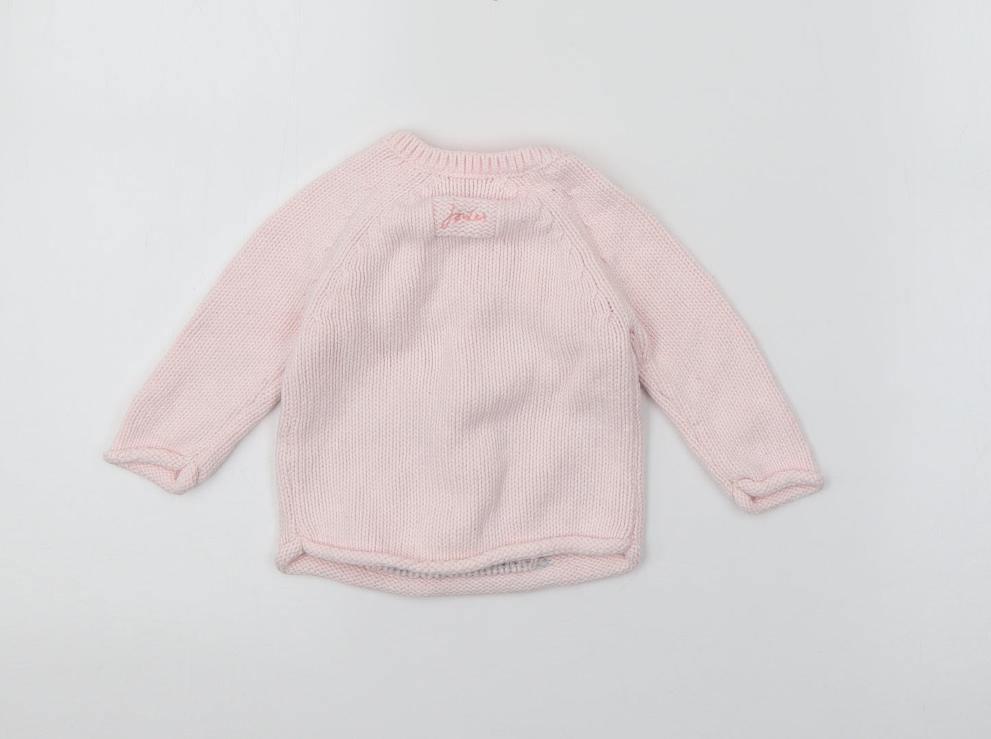 Joules Baby Pink  Cotton Pullover Jumper Size 0-3 Months  Button
