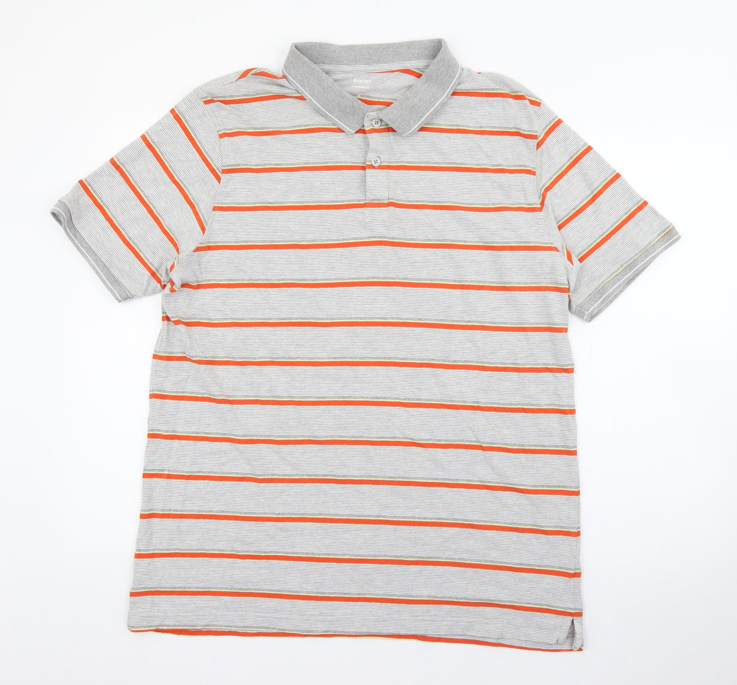 Dunnes Stores Mens Grey Striped Polyester  Polo Size XL Collared Button
