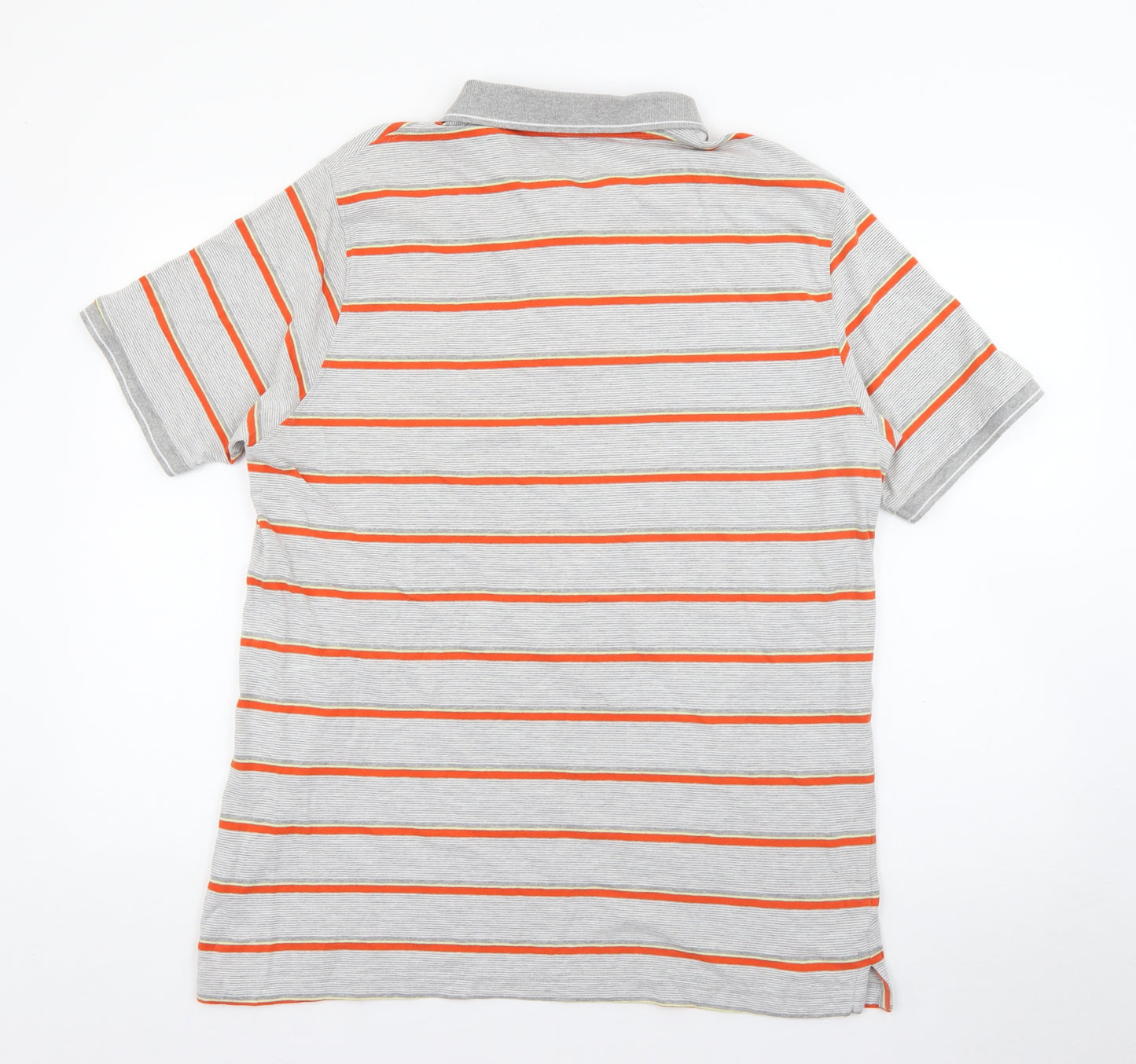 Dunnes Stores Mens Grey Striped Polyester  Polo Size XL Collared Button