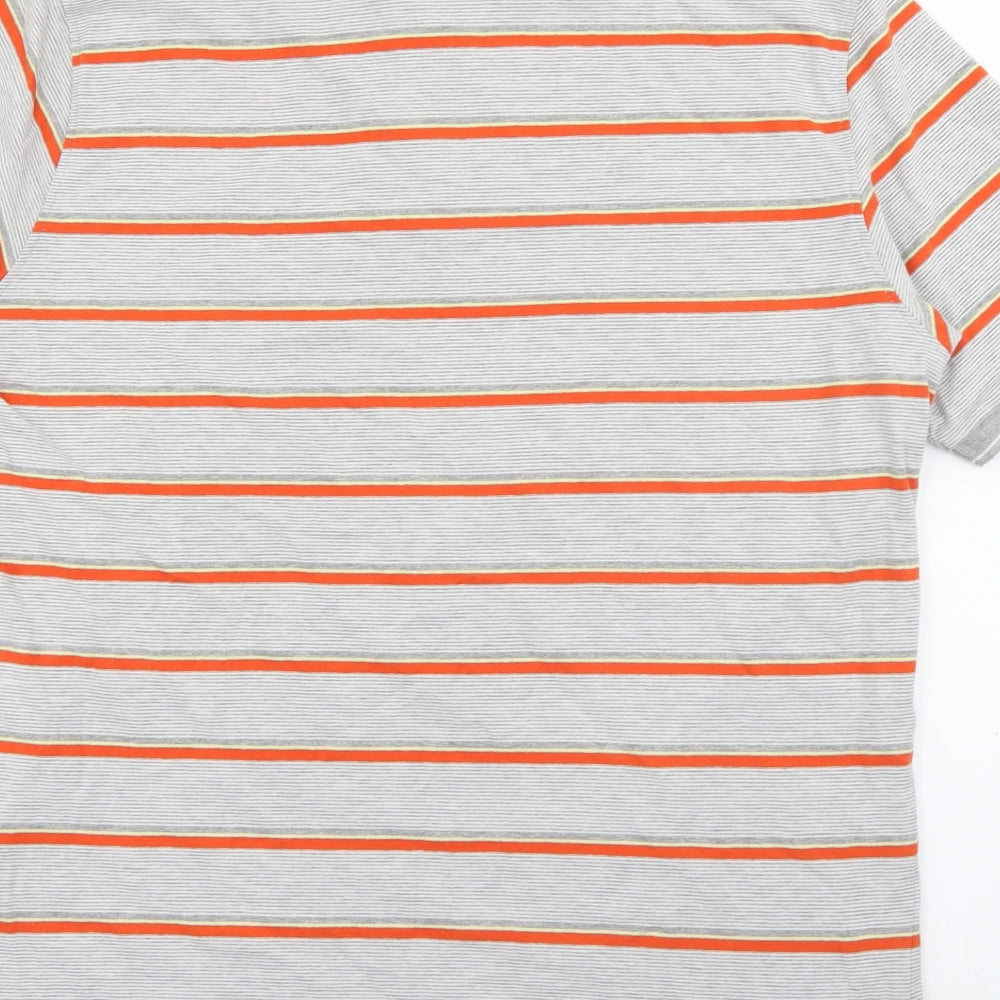 Dunnes Stores Mens Grey Striped Polyester  Polo Size XL Collared Button