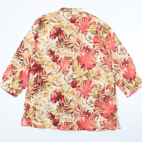 cotswold collection Womens Beige Floral Viscose Basic Blouse Size 12 Crew Neck