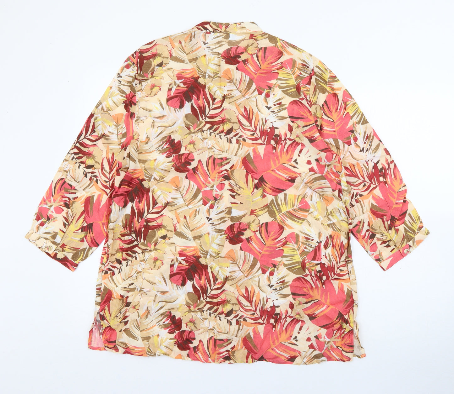 cotswold collection Womens Beige Floral Viscose Basic Blouse Size 12 Crew Neck