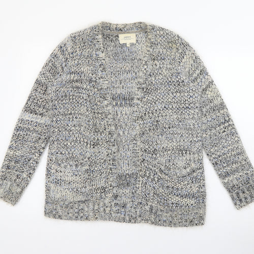 Papaya Womens Grey V-Neck  Acrylic Cardigan Jumper Size S