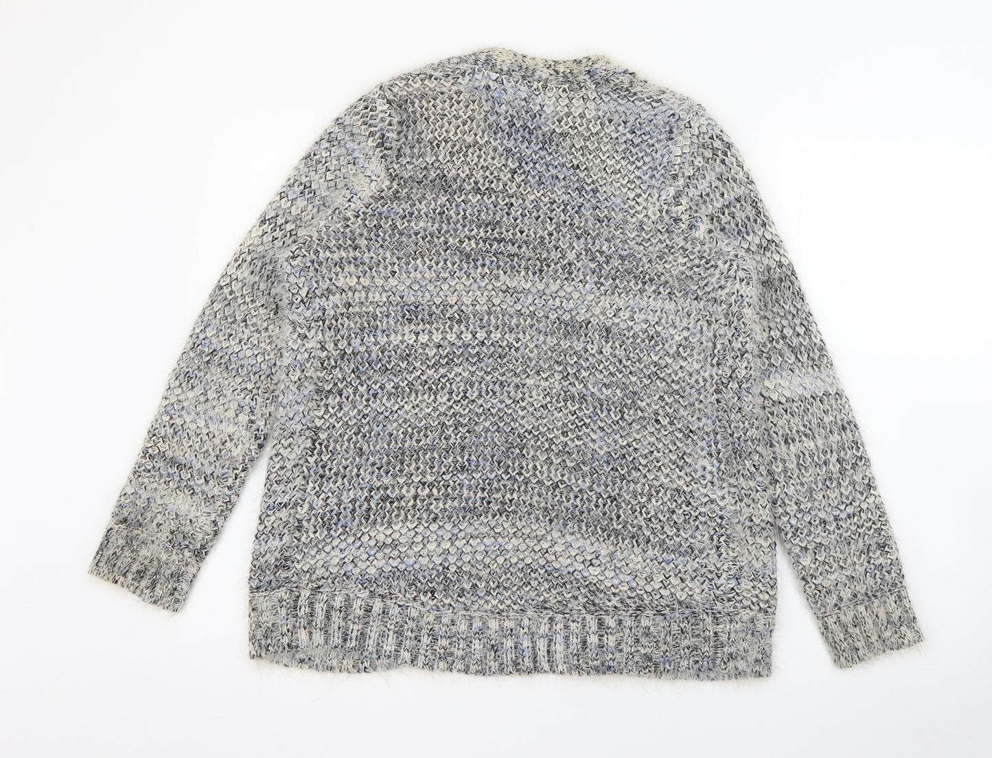 Papaya Womens Grey V-Neck  Acrylic Cardigan Jumper Size S