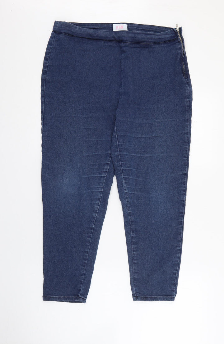 Saviour Womens Blue  Cotton Skinny Jeans Size 14 L24 in Regular Zip