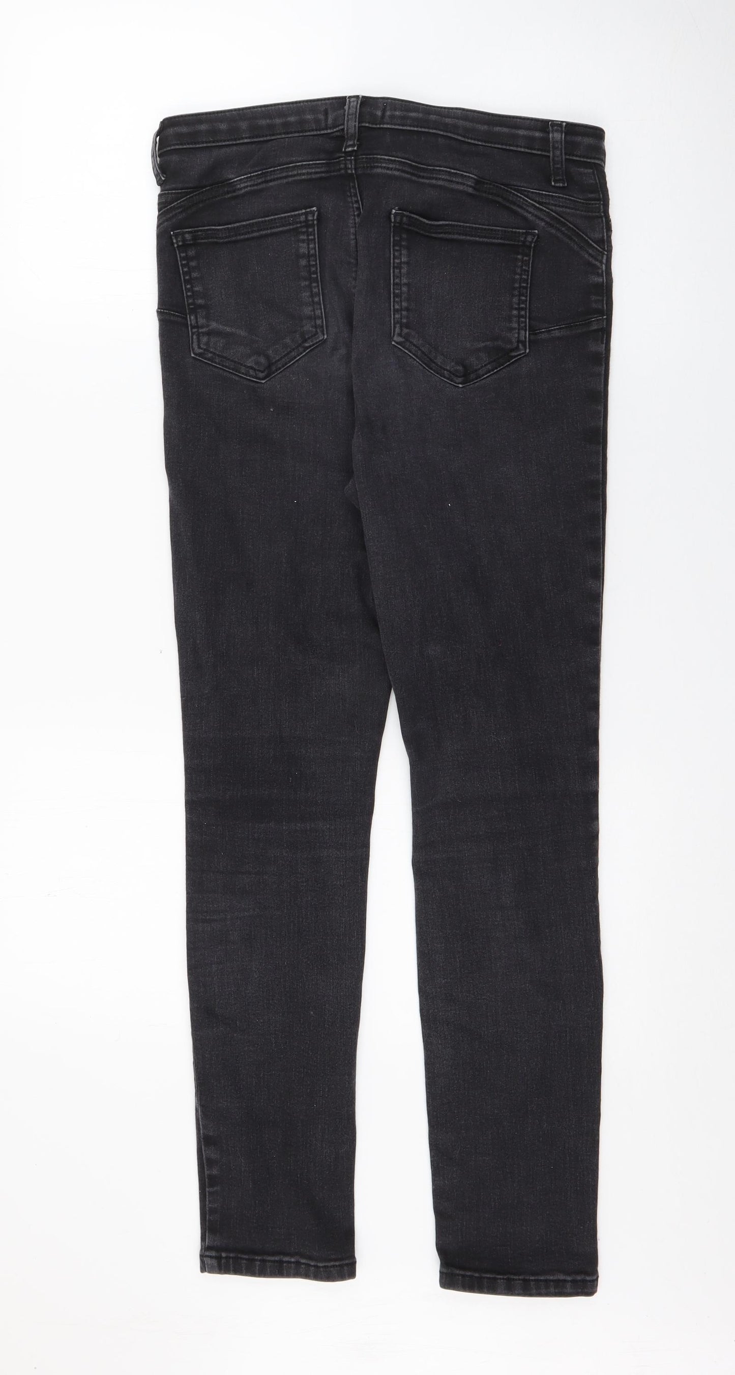 Gallery Womens Black  Cotton Skinny Jeans Size 12 L28 in Regular Button