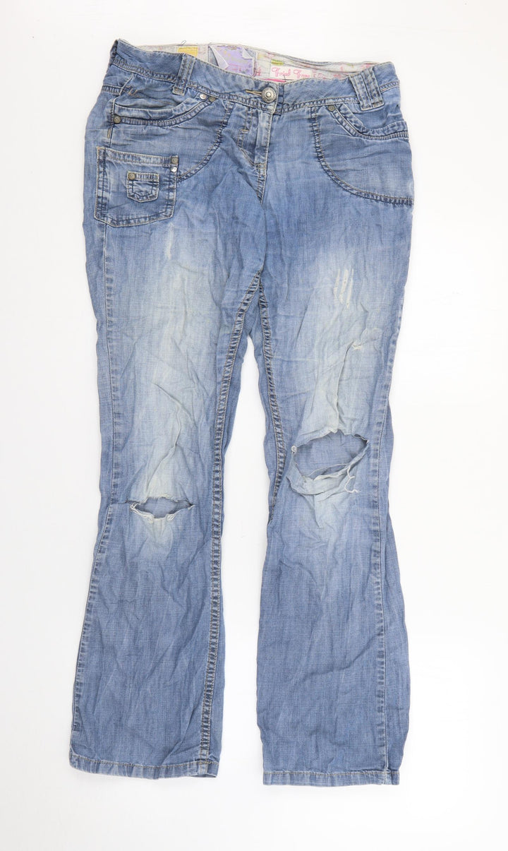 Fried Fish Womens Blue Cotton Straight Jeans Size 8 L29 in Regular