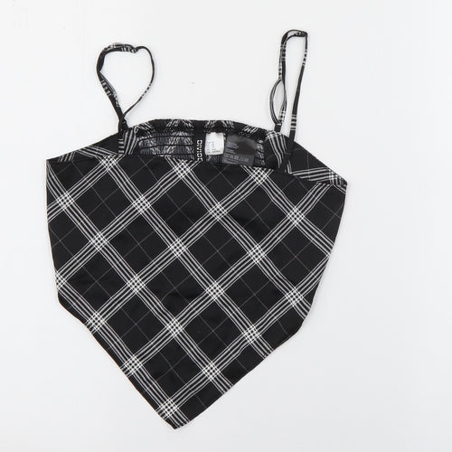 H&M Womens Black Plaid Polyester Cropped Tank Size XS Square Neck