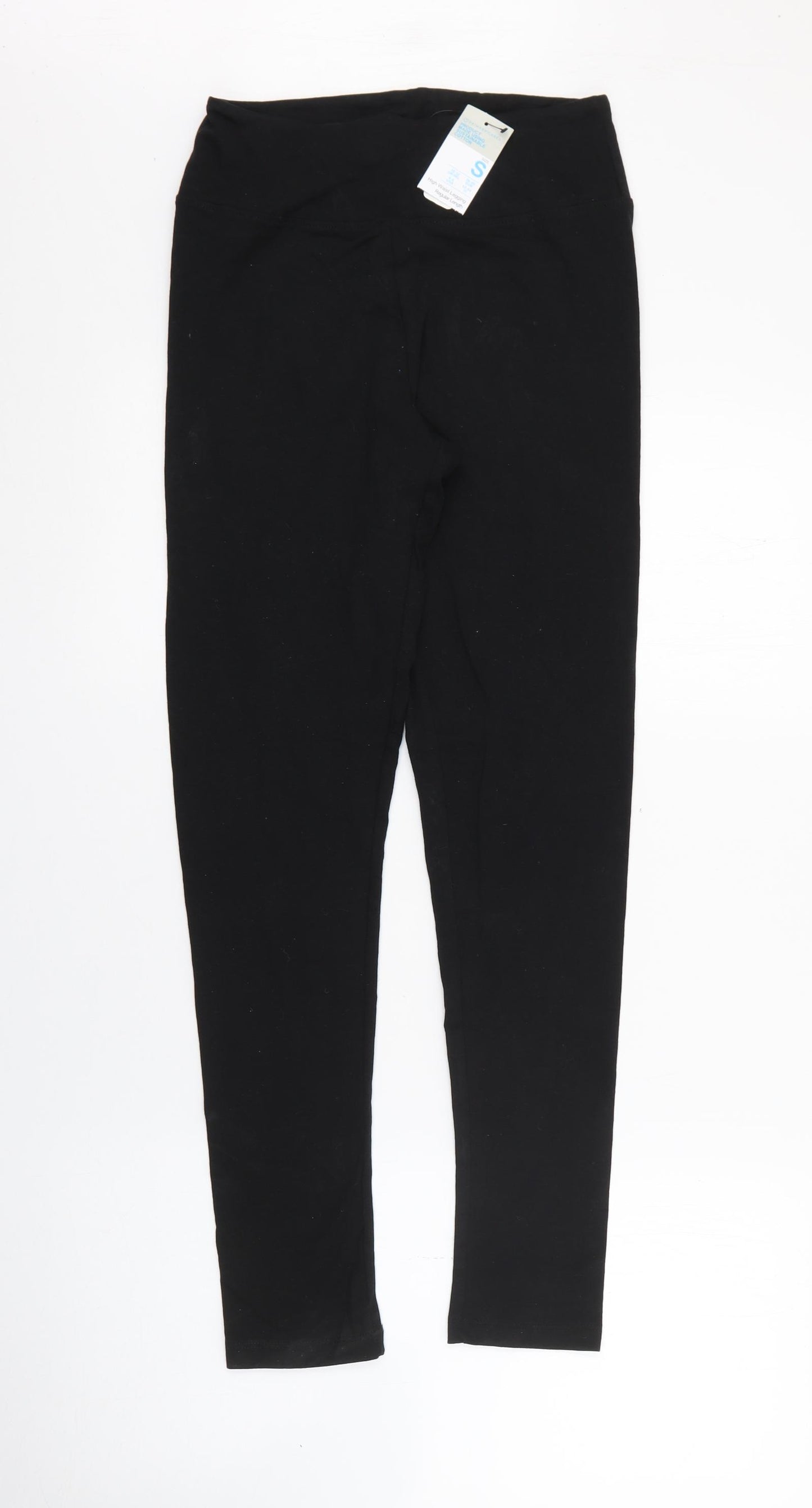 Primark Womens Black  Cotton Pedal Pusher Leggings Size S L27 in
