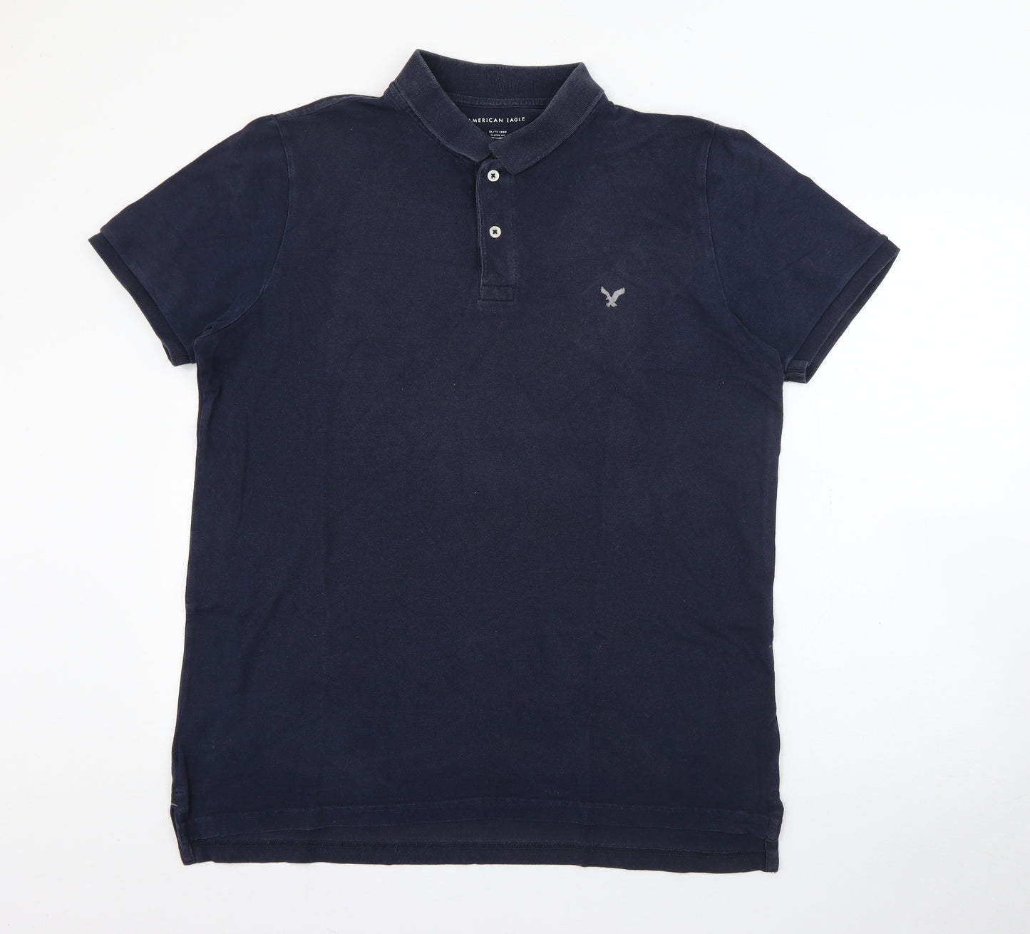American Eagle  Mens Blue  Cotton  Polo Size XL Collared Button