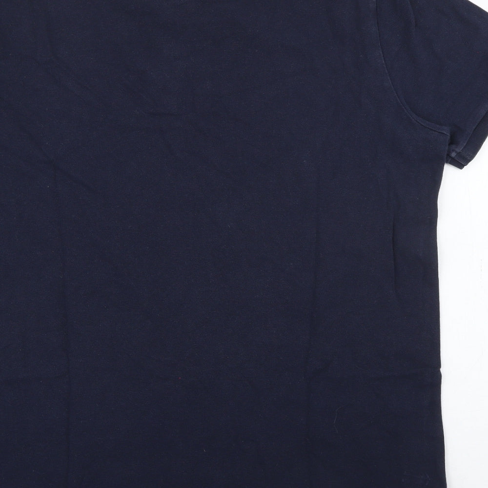 American Eagle  Mens Blue  Cotton  Polo Size XL Collared Button