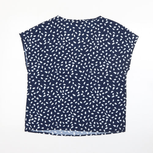 SheIn Womens Blue Geometric Polyester Basic Blouse Size S V-Neck