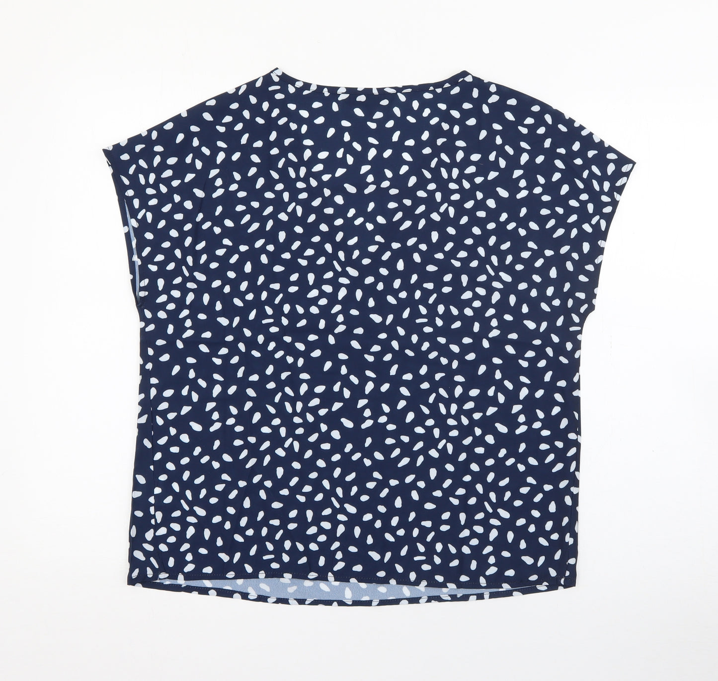 SheIn Womens Blue Geometric Polyester Basic Blouse Size S V-Neck