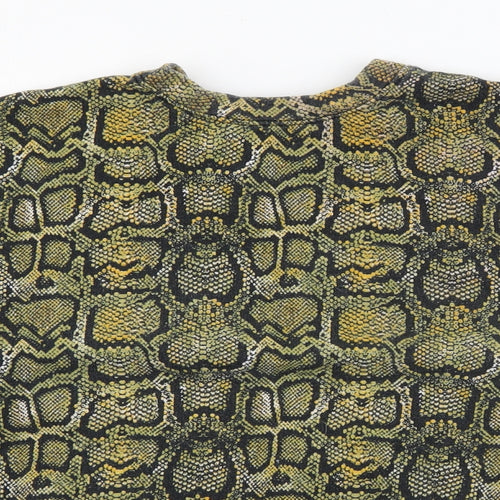 Pull&Bear Womens Green Animal Print Cotton Pullover Sweatshirt Size S
