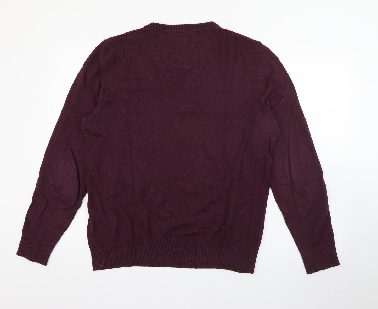 Fat Face Mens Purple V-Neck  Cotton Pullover Jumper Size XL