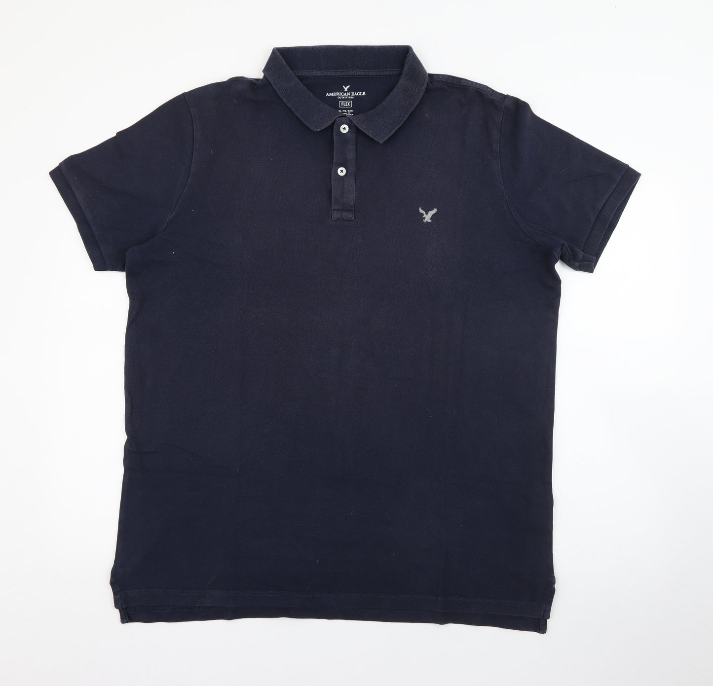 American Eagle Mens Blue  Cotton  Polo Size XL Collared Button