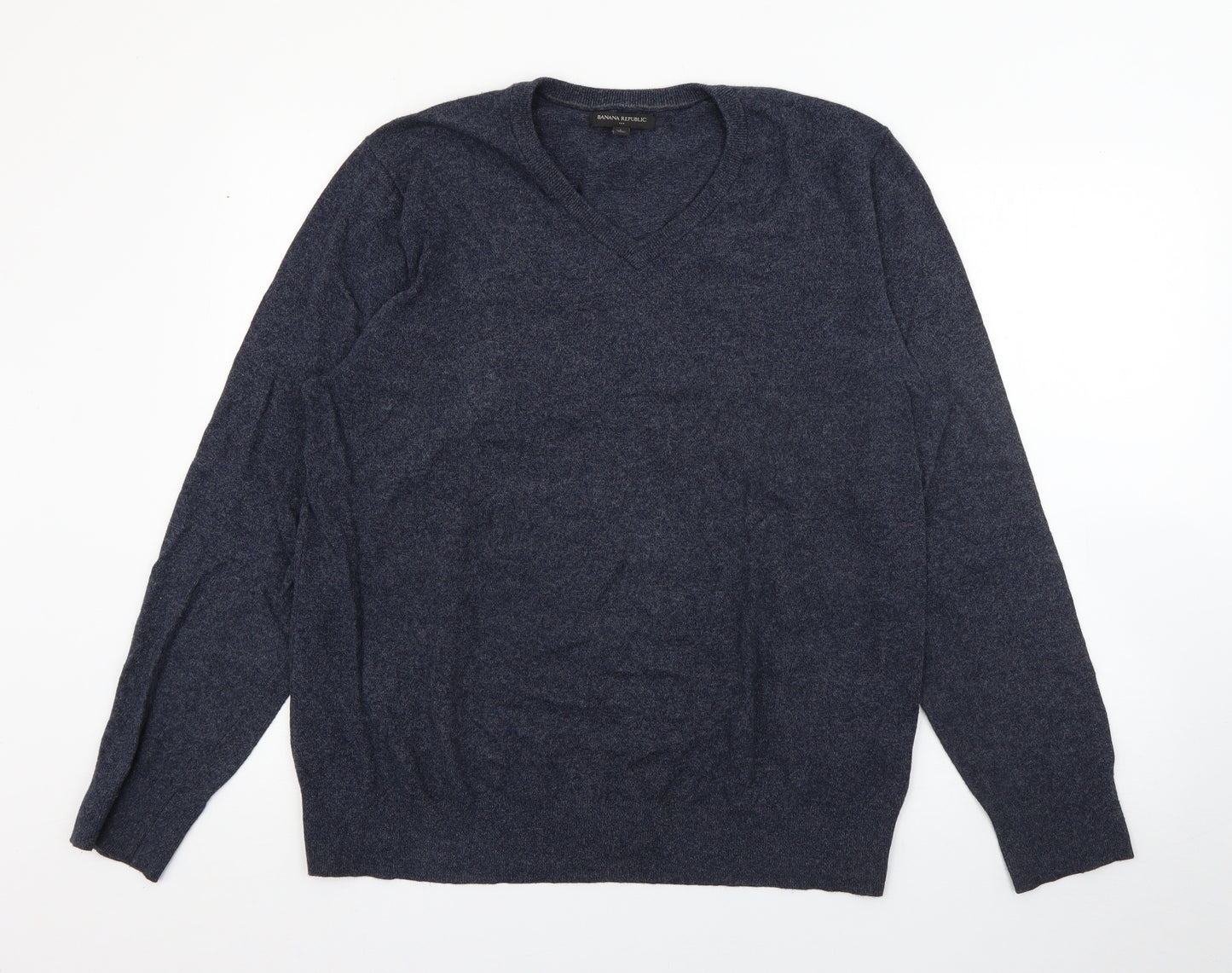 Banana Republic Mens Blue V-Neck  Cotton Pullover Jumper Size L