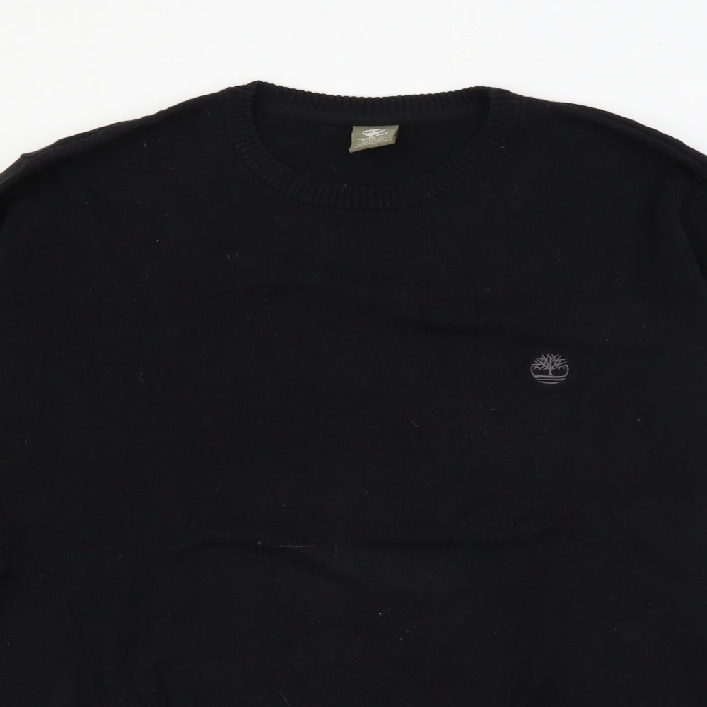 Timberland Mens Black Crew Neck  Cotton Pullover Jumper Size L