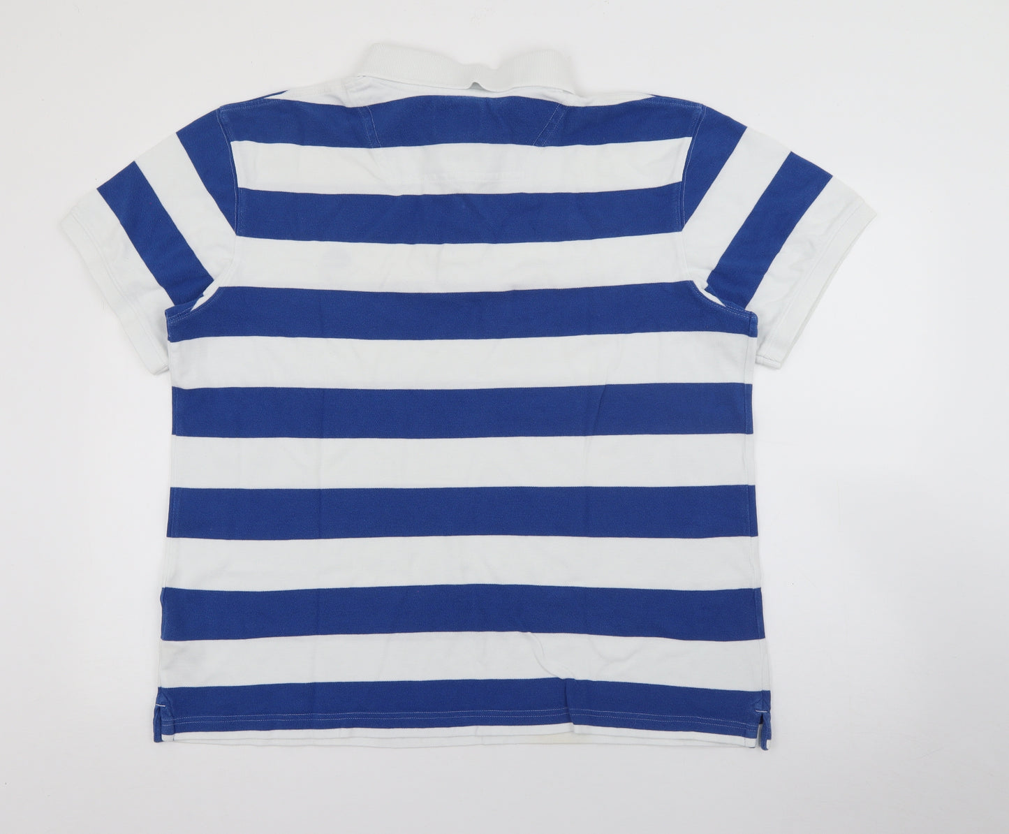 Timberland Mens Blue Striped Cotton  Polo Size XL Collared Button