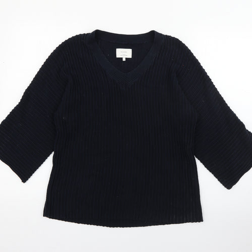 Numph Womens Blue V-Neck  Polyester Pullover Jumper Size S