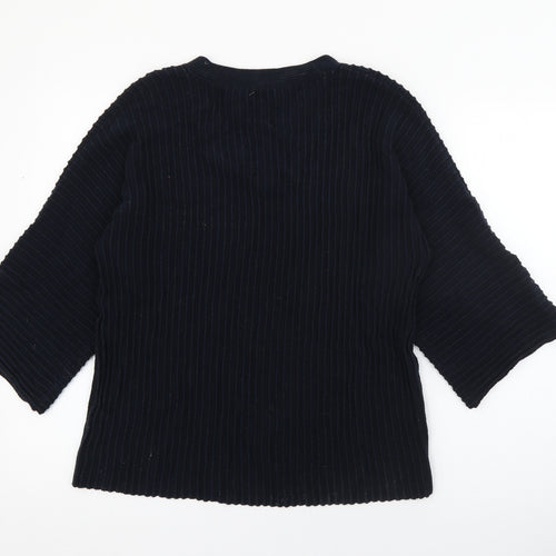 Numph Womens Blue V-Neck  Polyester Pullover Jumper Size S