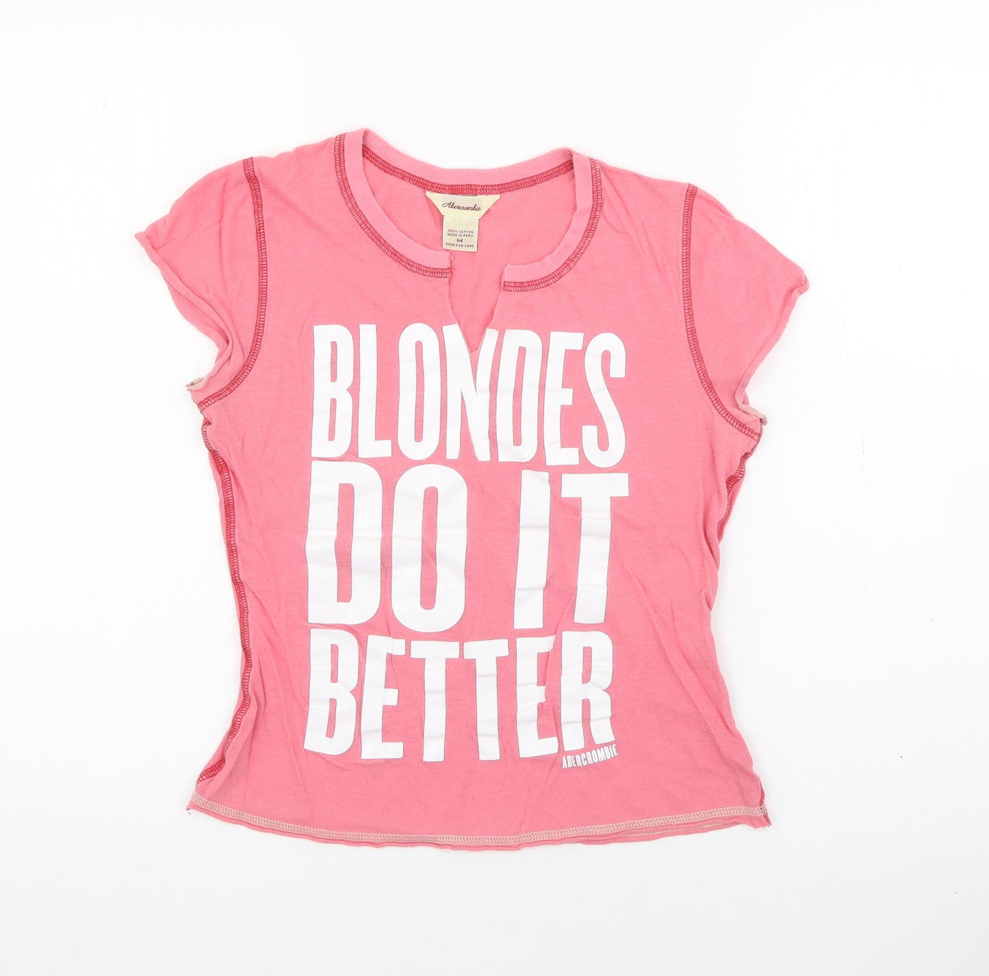 Abercrombie & Fitch Womens Pink  Cotton Basic T-Shirt Size M V-Neck