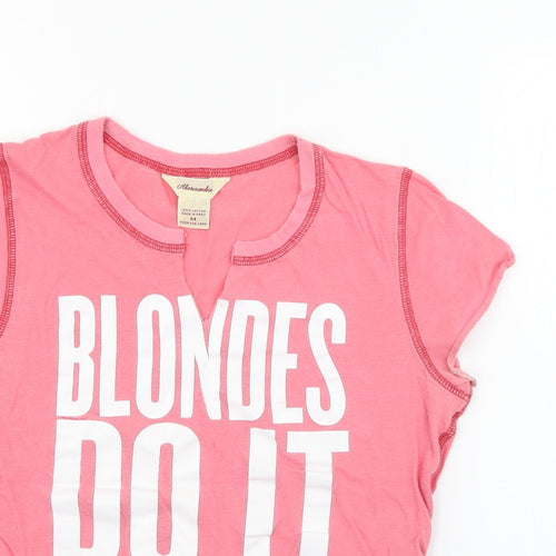 Abercrombie & Fitch Womens Pink  Cotton Basic T-Shirt Size M V-Neck