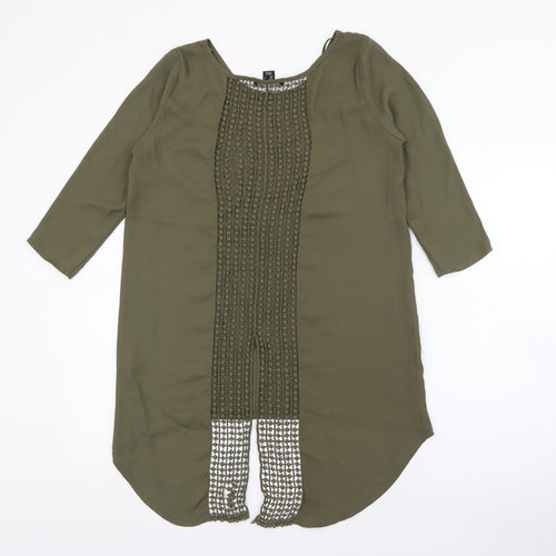 Primark Womens Green  Polyester Basic Blouse Size 6 Scoop Neck