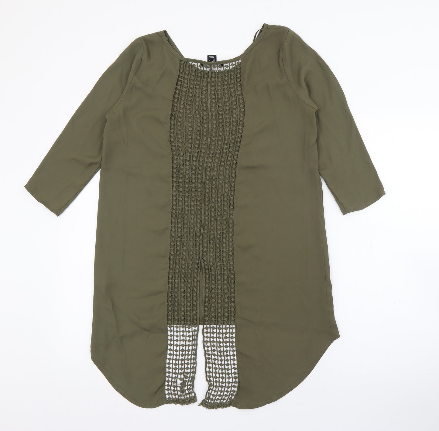 Primark Womens Green  Polyester Basic Blouse Size 6 Scoop Neck
