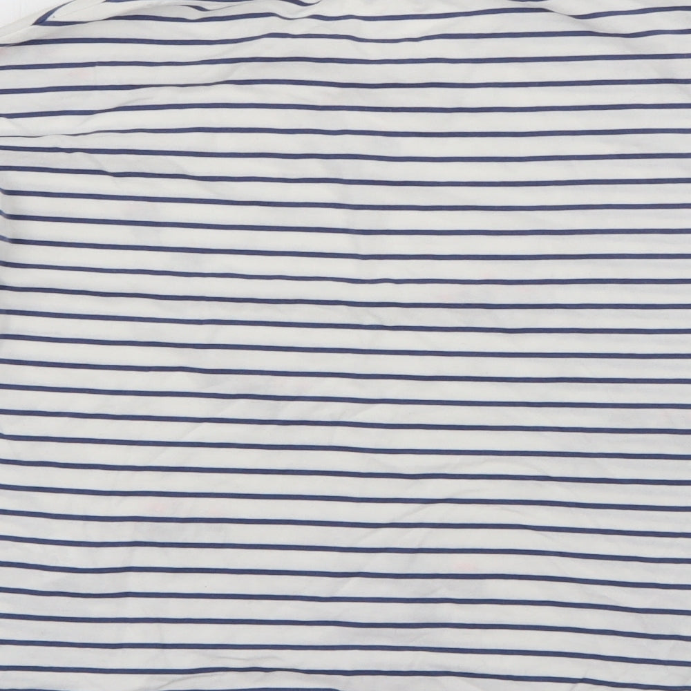 NEXT Girls White Striped Cotton Pullover T-Shirt Size 7 Years Crew Neck  - Cacti