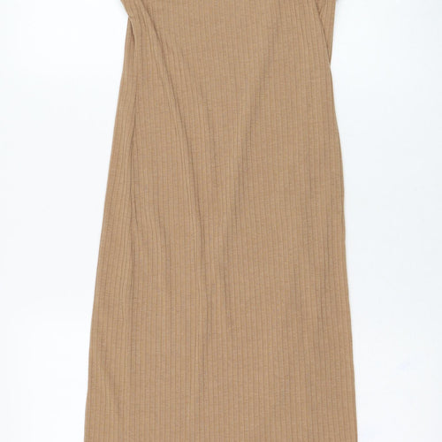 New Look Womens Brown  Polyester Tank Dress  Size 10  Round Neck Pullover