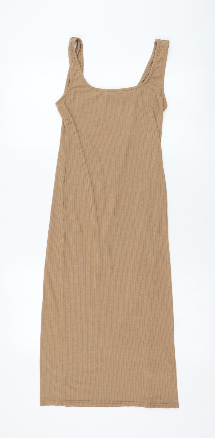 New Look Womens Brown Polyester Tank Dress Size 10 Round Neck Pullover