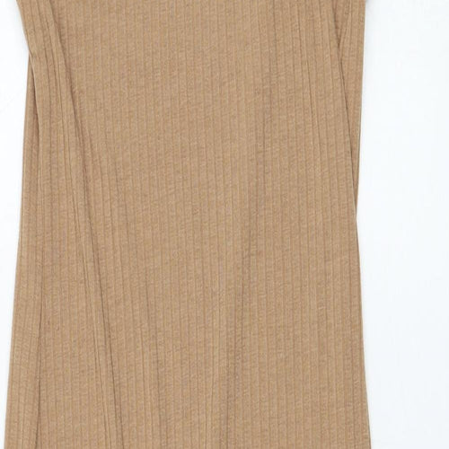 New Look Womens Brown  Polyester Tank Dress  Size 10  Round Neck Pullover