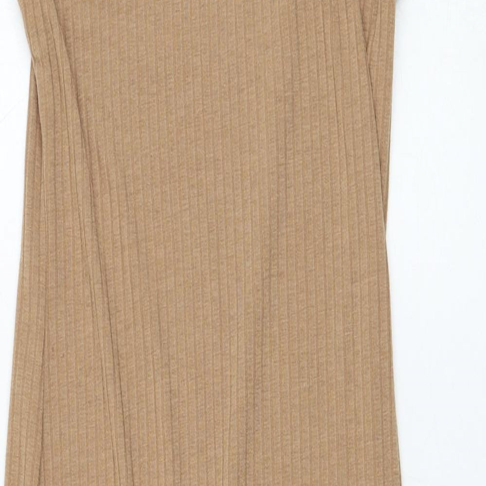 New Look Womens Brown  Polyester Tank Dress  Size 10  Round Neck Pullover