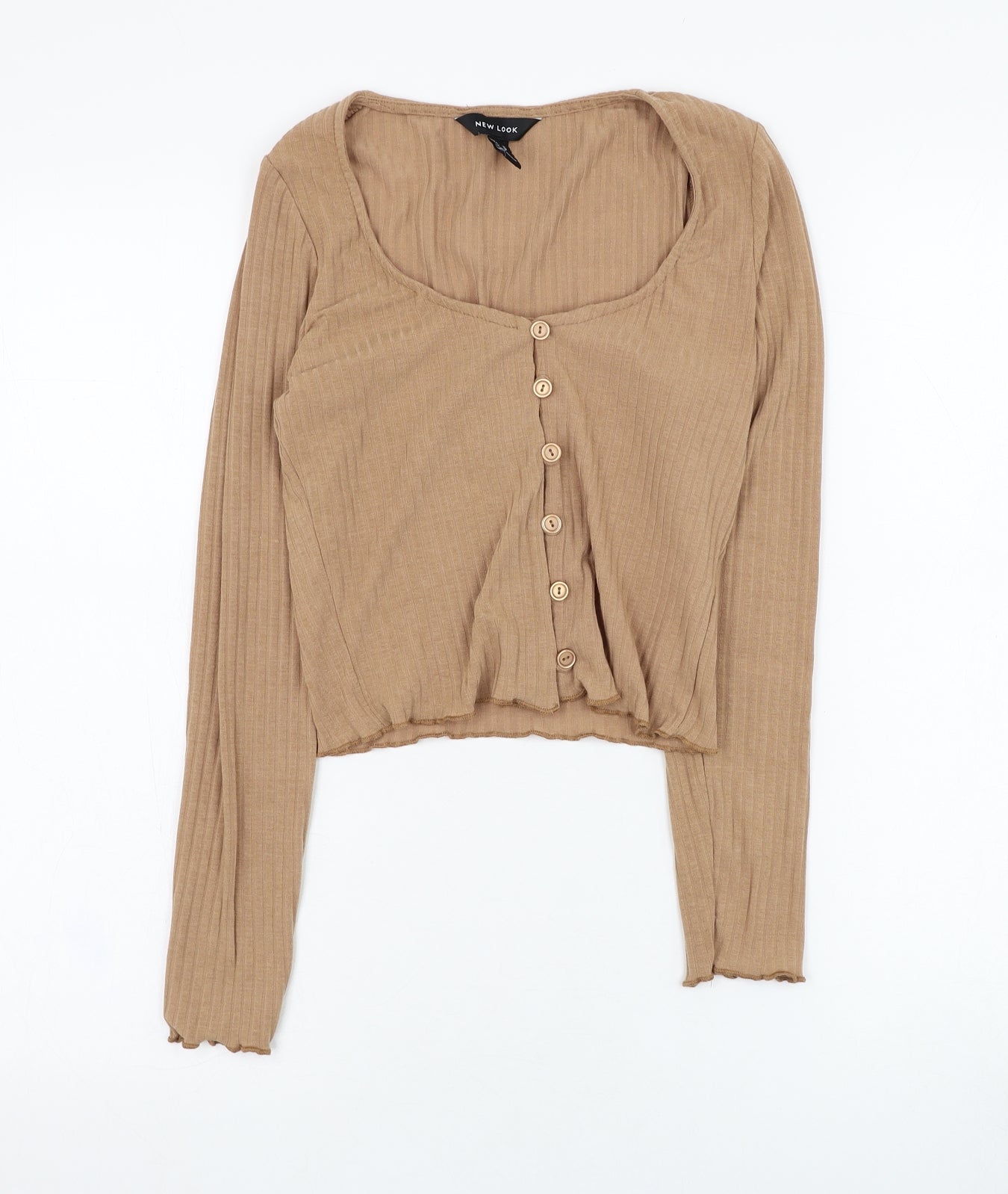 New Look Womens Brown Scoop Neck  Polyester Cardigan Jumper Size 10