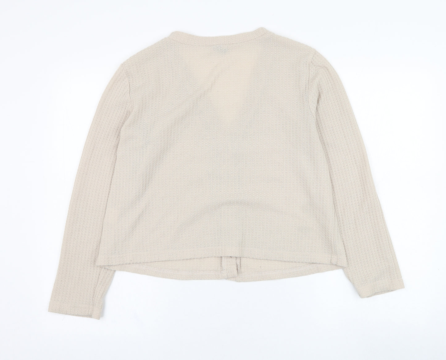 SheIn Womens Beige V-Neck  Polyester Cardigan Jumper Size 12