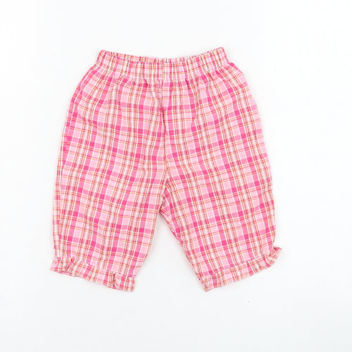 In the pink Girls Pink Check Polyester Capri Trousers Size 18-24 Months  Pullover