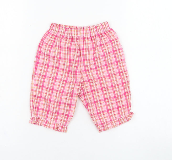 In the pink Girls Pink Check Polyester Capri Trousers Size 18-24 Months Pullover