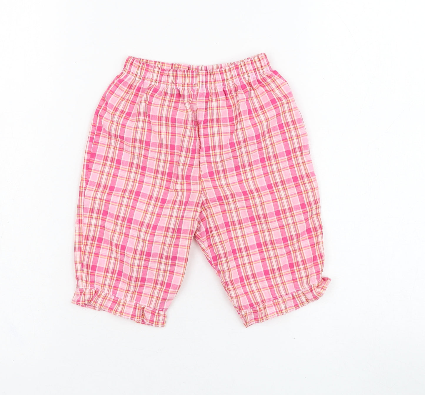 In the pink Girls Pink Check Polyester Capri Trousers Size 18-24 Months  Pullover
