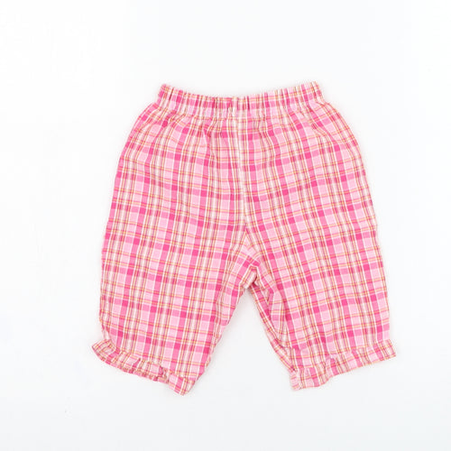 In the pink Girls Pink Check Polyester Capri Trousers Size 18-24 Months  Pullover
