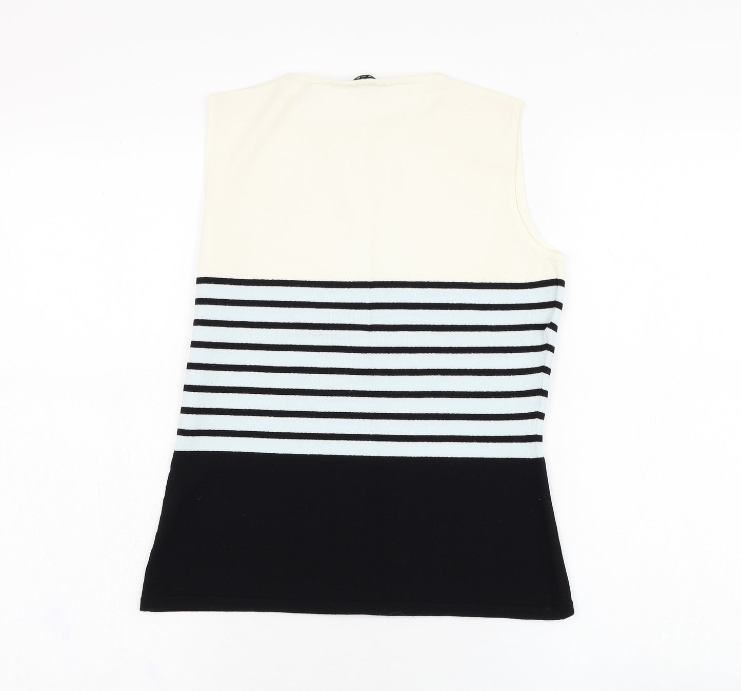 Planet Womens Ivory Striped Viscose Basic Tank Size M Round Neck