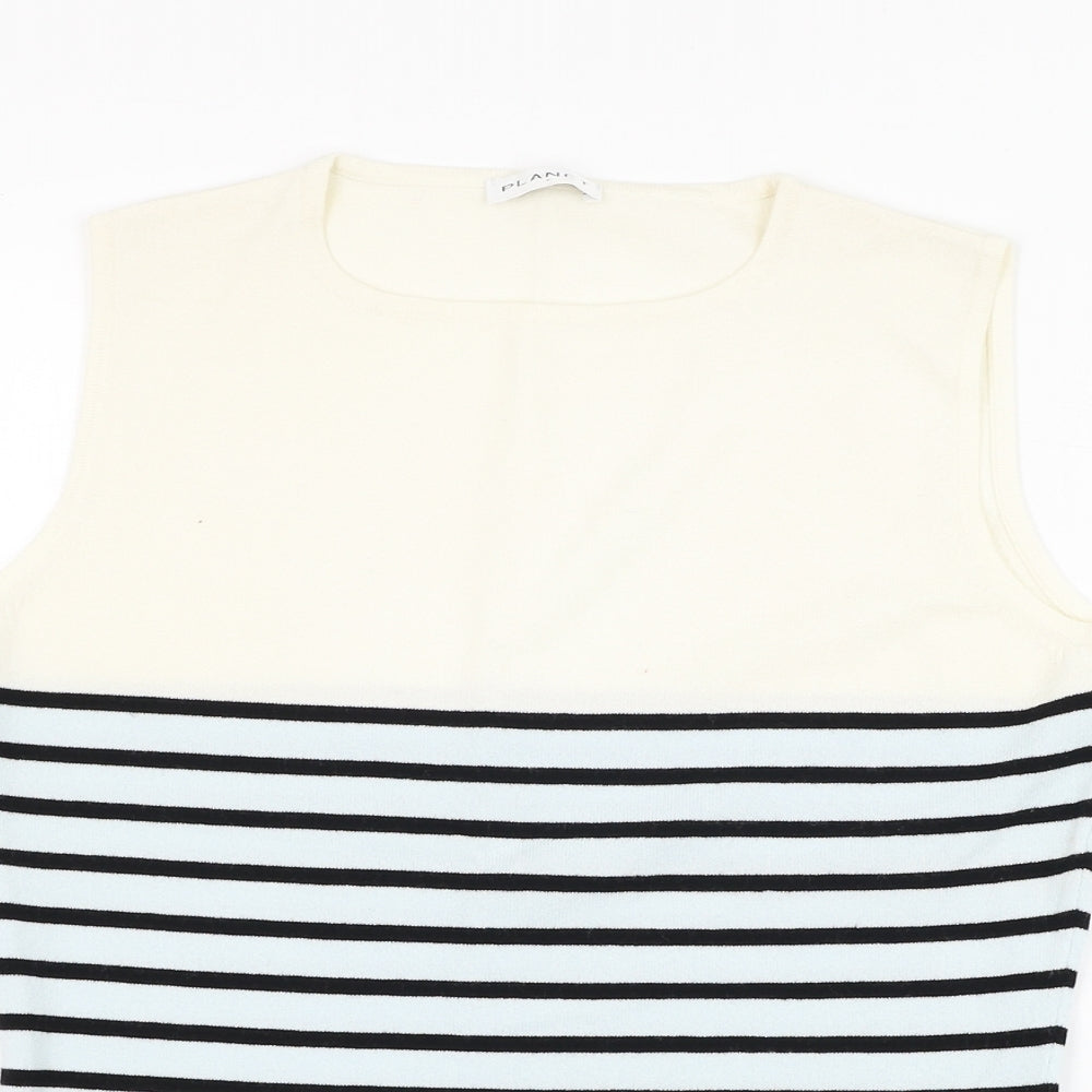 Planet Womens Ivory Striped Viscose Basic Tank Size M Round Neck